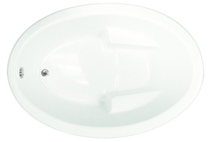 Oval Tub, End Drain, Armrests, Flat Rim