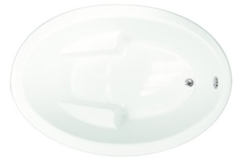 Oval Tub, End Drain, Armrests, Flat Rim