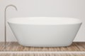 Freestanding Oval Bath with Angled Sides and Thin, Flat Rim