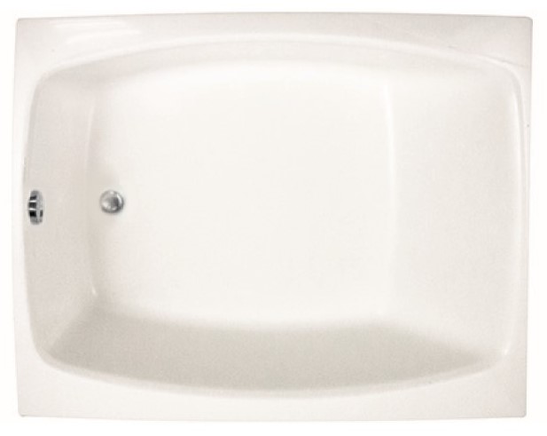 Rectangle Tub, Curving Sides Inside Bath, End Drain