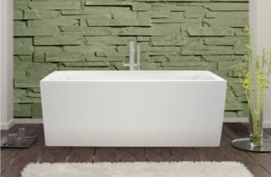 Freestanding Rectangle Bath, Slightly Tapered Sides, Center Drain Shown