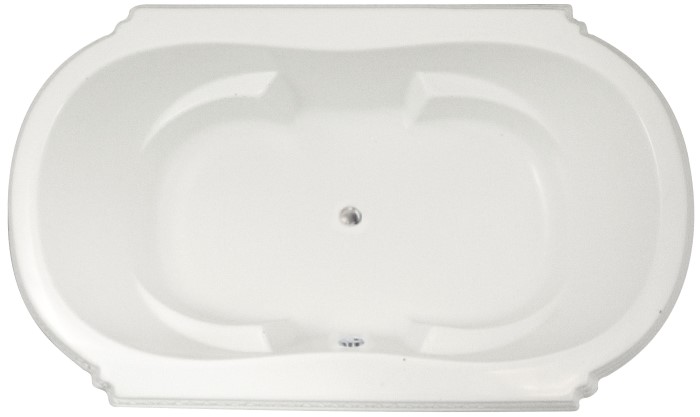 Oval Tub, Center Drain, Armrests, Sculpted Rim