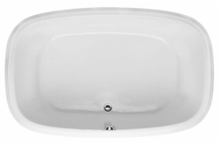 Rectangle, Center Side Drain Tub with Decorative Step Rim, Rounded Corners