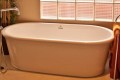 SOval Freestanding Bath, Rolled Rim, Decorative Bands at Tub Bottom