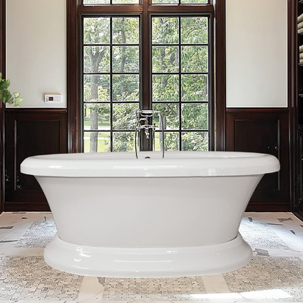 Oval Freestanding Tub with Rolled Rim & Pedestal Base