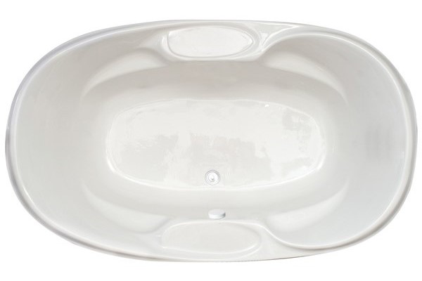 Large, Oval Bath with Center Drain, 2 Sets of Armrests