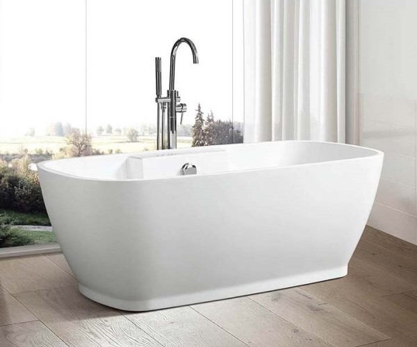 Oval Freestanding Tub with Thin Rim, Recessed Base