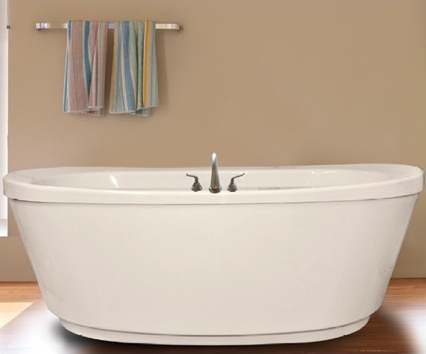 Oval Freestanding Tub with Curving Rim, Recessed Base