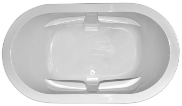 Oval Bathtub with Flat Rim, Slotted Overflow, Armrests, Center Drain