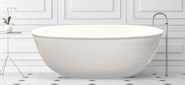 Oval Freestanding Tub with Rounded Rim, Curving Sides