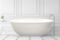Oval Freestanding Tub with Rounded Rim, Curving Sides