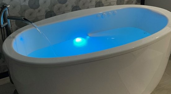 Oval Freestanding Whirlpool Jetted Tub with LED Light