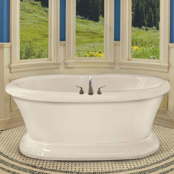 Oval Freestanding Tub with Rolled Rim, Pedestal Base