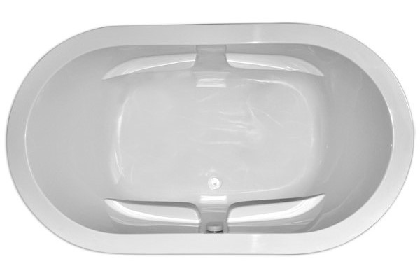 Oval Soaking Tub with Center / Side Drain, 2 Backrests and Sets of Armrests