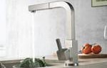 Square Design Faucet with Faucet Running