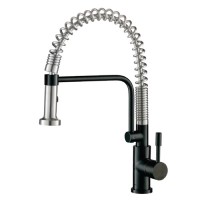 Black Culinary Style Kitchen Faucet with Stainless Spring Coil
