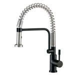 Culinary Style Kitchen Faucets with Spring Coil, Matte Black
