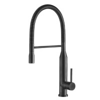 Sleek, Culinary Style Kitchen Faucets with Spring Coil, Matte Black