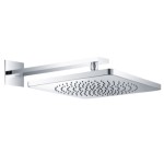 Square Shower Head, Round Spray Pattern with Square Wall Mount Arm