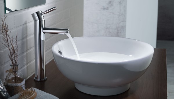 Single Hole Vessel Sink Faucet with Front Lever