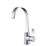 Single Hole Faucet with Curving Spout, Side Lever Control