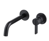 2 Hole Wall Faucet, Matte Black, Single Paddle Lever