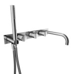 Wall Mount Tub Faucet with Hand Shower & Backplate