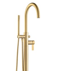 Round Style, Freestanding Floor Mount Tub Filler, Lever Handle, Hand Shower