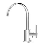 Single Hole Faucet with Curving Spout, Square Base, Side Lever Control