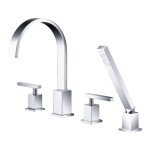 4 Piece Curved Tub Faucet with Hand Shower