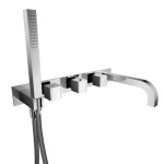 Wall Mount Tub Faucet with Hand Shower, Back Plate