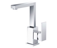 Single Hole Faucet with Squared Spout and Side Lever Control