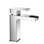 Square Single Hole Faucet with Top Lever Control, Waterfall Spout