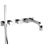 Wall Mount Tub Faucet with Hand Shower, Back Plate
