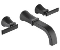 Modern 2 Handle Wall Faucet in Matte Black, Lever Handles