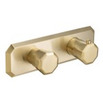 Horizontal Hexagon Thermostatic Control with 2 Faceted Knobs, Satin Brass