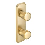 Vertical Hexagon Thermostatic Control with 2 Faceted Knobs, Satin Brass