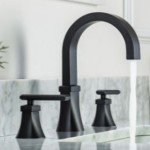 Matte Black Widespread Sink Faucet with Flaring Spout Base, Lever Handles