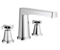 Curving Base, Straight Spout, 3 Piece Tub Faucet