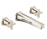 Wall Mount Tub Filler with 2 Cross Handles, Polished Nickel