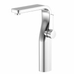 Tall Single Hole Faucet with Curving Base, Side Lever Control