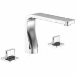 Curving Base, Straight Spout, 3 Piece Tub Faucet