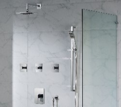Thermostatic Shower with 3 Volume Controls, Square Style