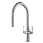 Modern 2 Hanlde Pull Out Spray Faucet with Round Design, Stainless Steel