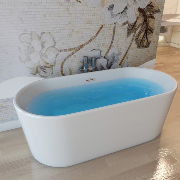 Oval Freestanding Tub with Rounded Rim