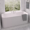 Rectangle Freestanding Tub with Rounded Corners, Faucet Deck