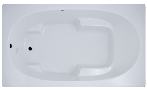 Cancun Rectangle Bathtub with Oval Bathing Well, Arm & Foot Rests, End Drain