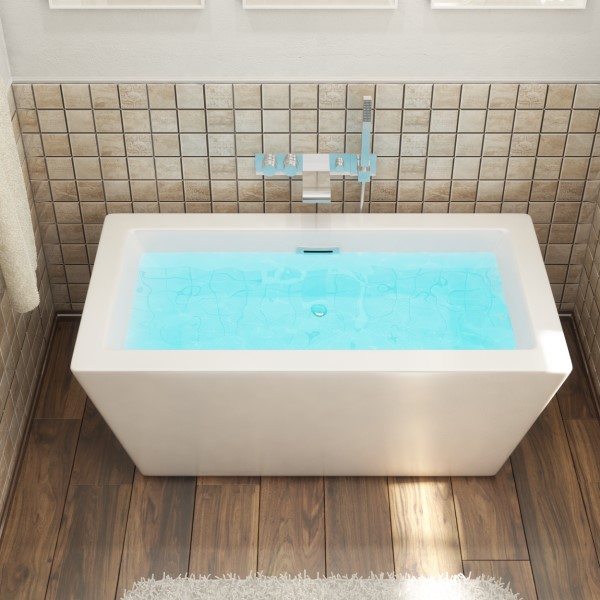 Rectangle Freestanding Tub with Wide Rim