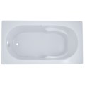Fiji Rectangle Bathtub with Oval Bathing Well, Armrests, End Drain