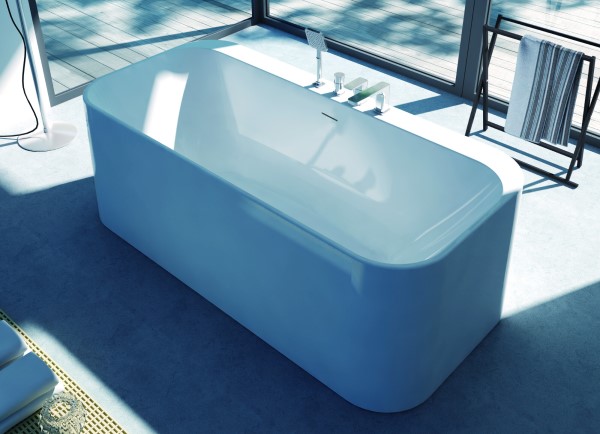 Freestanding Soaking Tub, Rectangle with Rounded Corners